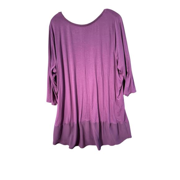 Lane Bryant Deep Purple Tunic Top with Chiffon Hem, Size 22–24 - Picture 3 of 4